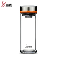 “希诺玻璃杯 双层耐热带盖创意便携运动水杯子过滤泡茶