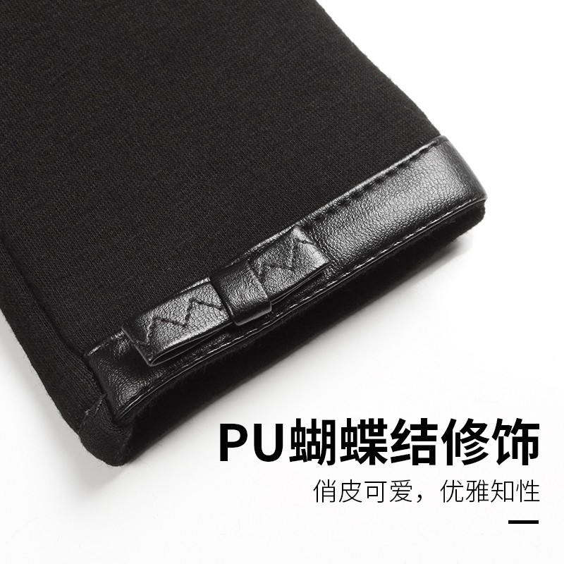 南极人手套女冬季保暖加绒薄款可爱韩版时尚学生骑行开车触屏女士手套NW-510 黑色 均码