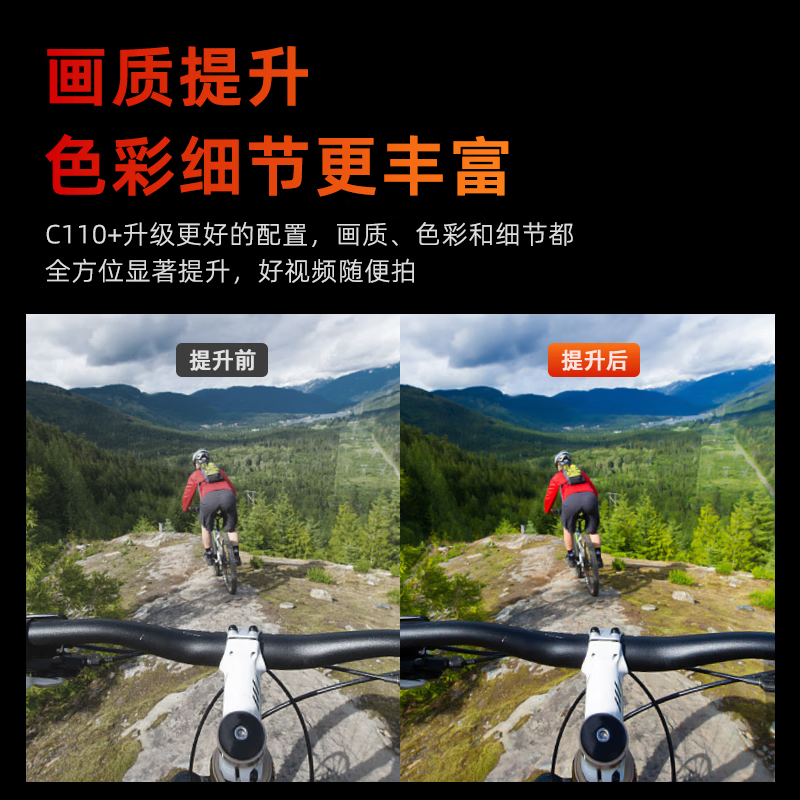 SJCAM速影C110+拇指4k防抖防水运动相机摩托车头盔户外骑行钓鱼第一视角vlog记录仪无卡高清大图