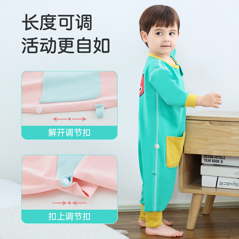 蓝色长颈龙 衣长70cm(推荐身高80cm以下) 宝宝睡袋春秋薄款婴儿秋冬四季通用款儿童防踢被神器分腿连体睡衣