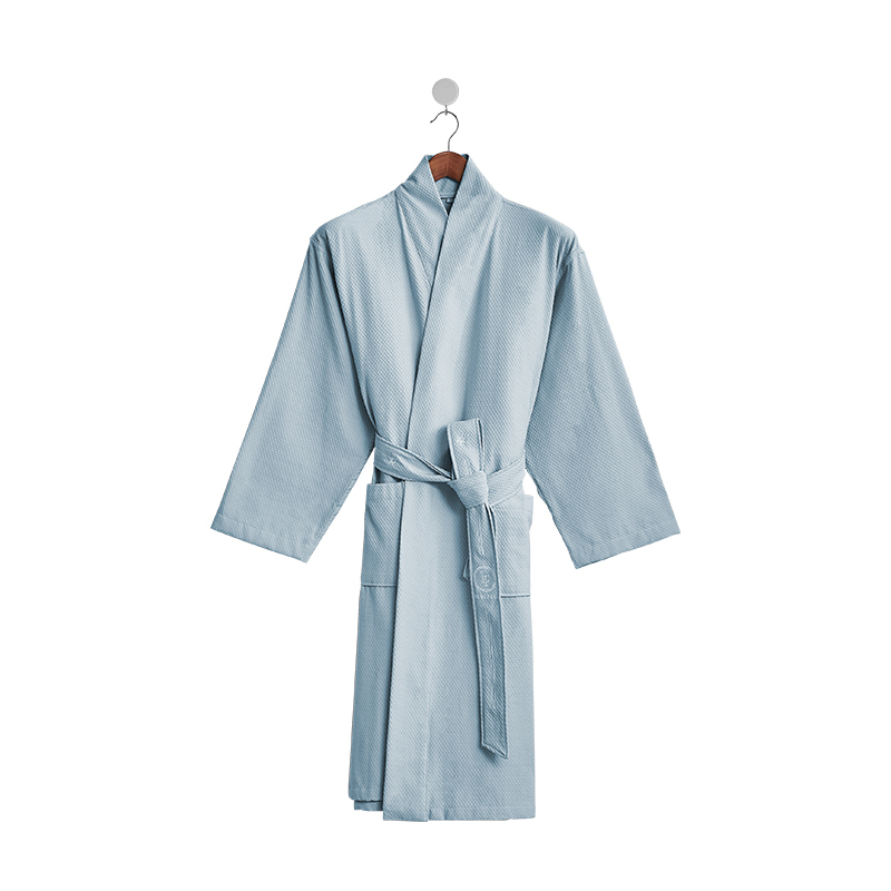 五星级酒店浴袍男女成人纯棉毛巾料加厚吸水情侣睡袍_256 S 淡蓝色