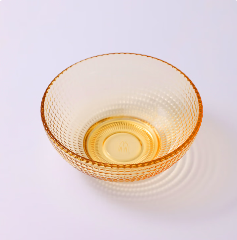 咪酷高硼硅餐具 耐热玻璃 琥珀色 家用可微波 土耳其波点餐具套装 土耳其波点面碗 2件套高清大图