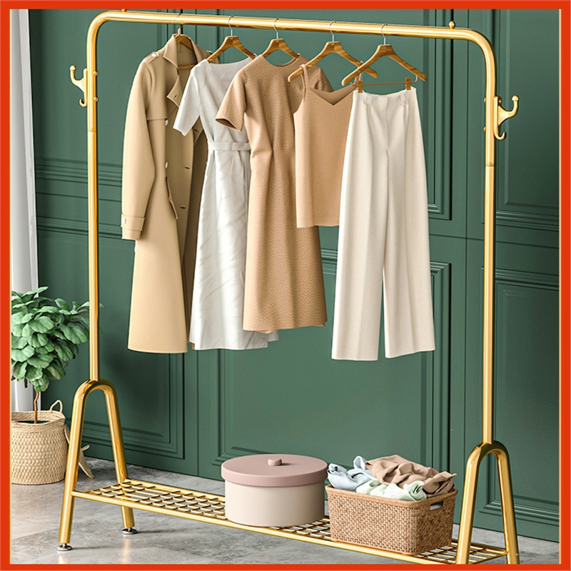 晾衣架落地折叠室古达内晒衣架阳台卧室挂衣架子家用简易单杆式衣帽架