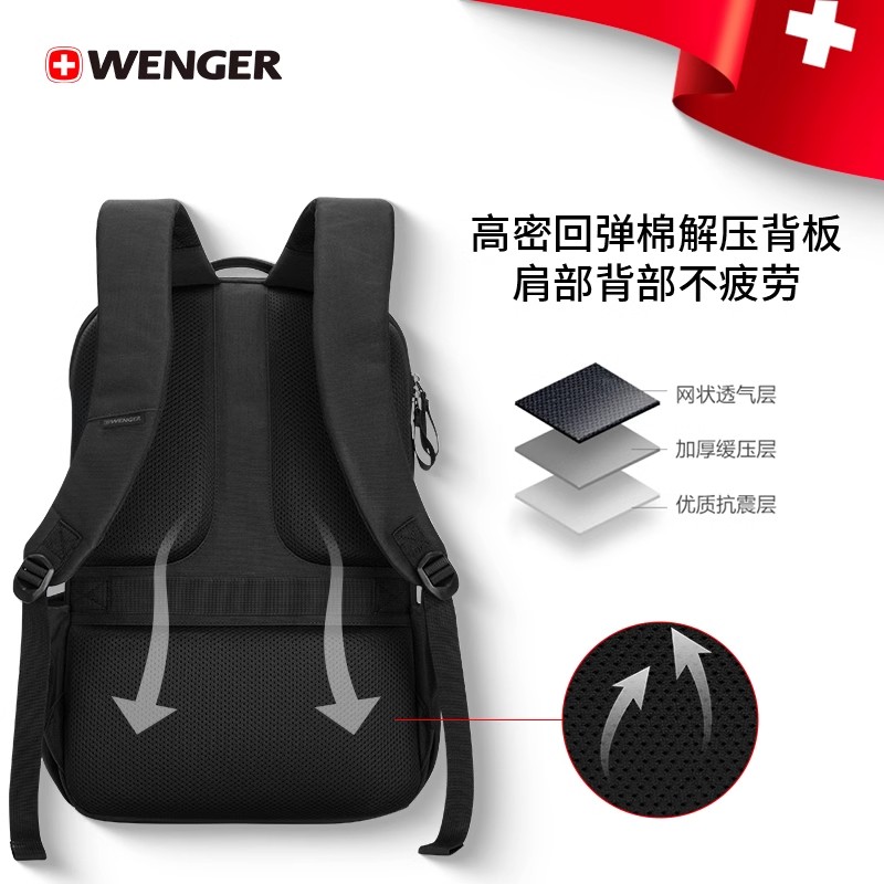 威戈Wenger商务双肩包笔记本电脑 17.3英寸超大容量防泼水 S868309048高清大图