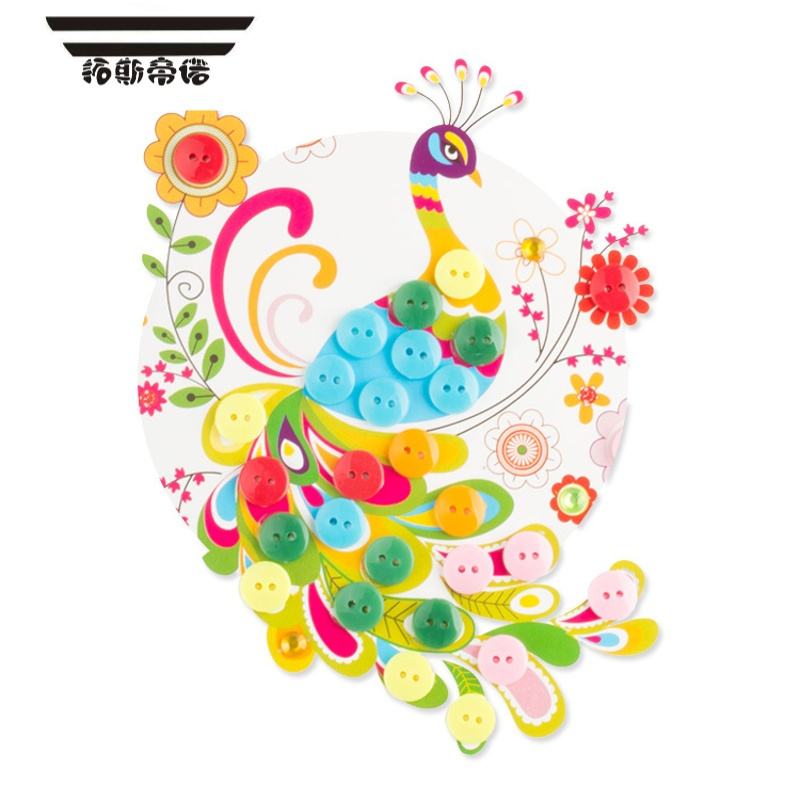 拓斯帝诺纽扣画diy手工制作材料包儿童3d立体粘贴纸画幼儿园eva钻石