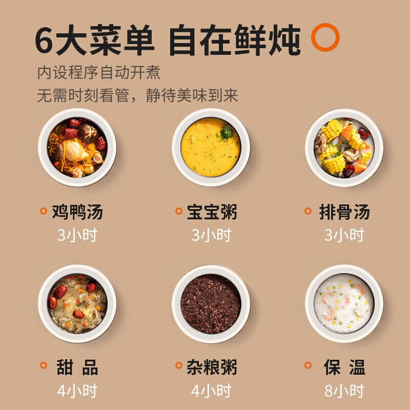 九阳(Joyoung)九阳1.5L精巧容量电炖锅煲汤锅陶瓷紫砂锅全自动电炖盅煮粥神器DG15Z-GD151高清大图