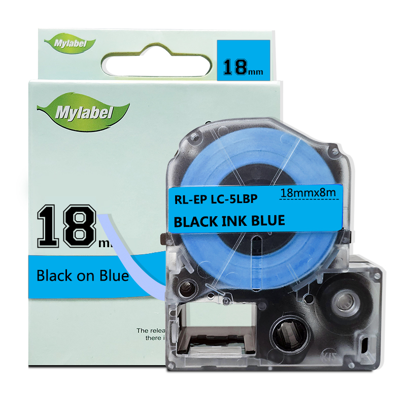 艾洁 18mm蓝底黑字标签色带 适用爱普生LW400;LW700;LW600P;LW1000P LK-5LBP高清大图