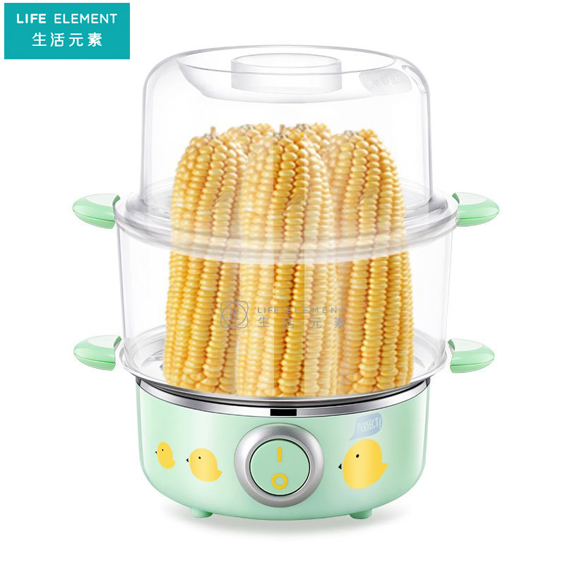 生活元素(LIFE ELEMENT)煮蛋器 ZDQ-2081LE多功能不锈钢煮蛋器双层蛋机蒸蛋器迷你鸡蛋羹小型