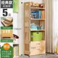 实木简易书架置物落地简约客厅儿童小书柜子桌面上收纳学生_5_27 【全实木双抽屉】经典款-五层60长（无漆无味）