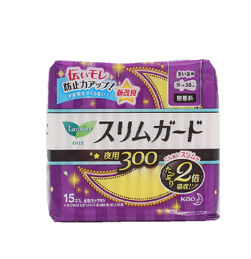 花王夜用卫生巾S系列零触感瞬吸超薄绵柔300mm15片
