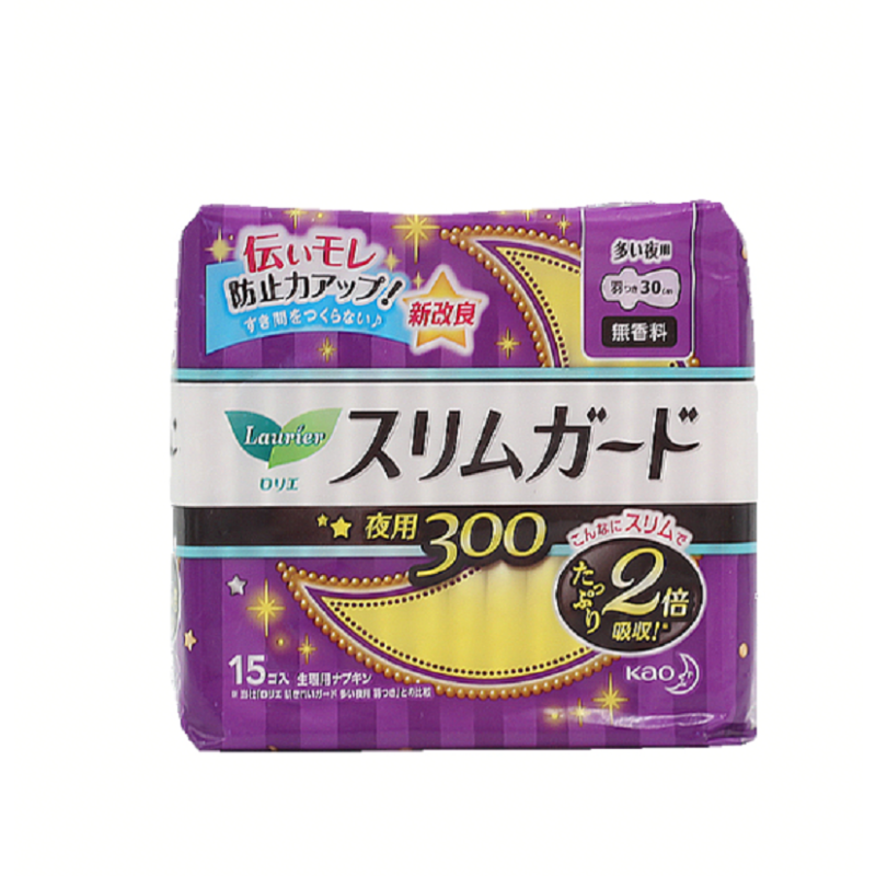花王夜用卫生巾S系列零触感瞬吸超薄绵柔300mm15片