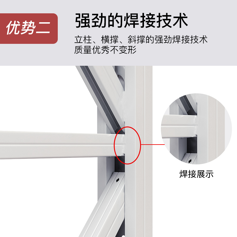 尔迈 仓储货架置物架货物展示架超市仓库钢制金属重型货架 200*150*50cm 500kg/层 灰白色高清大图