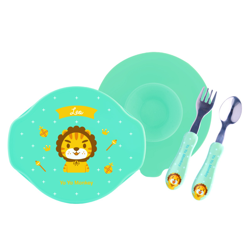 优优马骝 双层保温碗内碗套装婴儿注水保温碗带盖辅食碗进食套装-OG 7009利奥