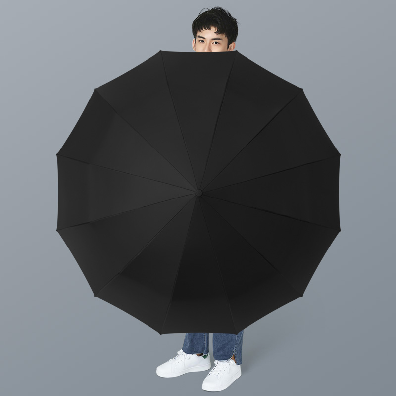 84骨全自动雨伞男士加大超大伞大号三双人折叠黑色商务高档木柄伞高清大图