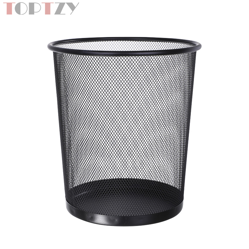 toptzy TZ4022202 网状圆形垃圾桶铁艺垃圾篓无盖纸篓 黑色中号