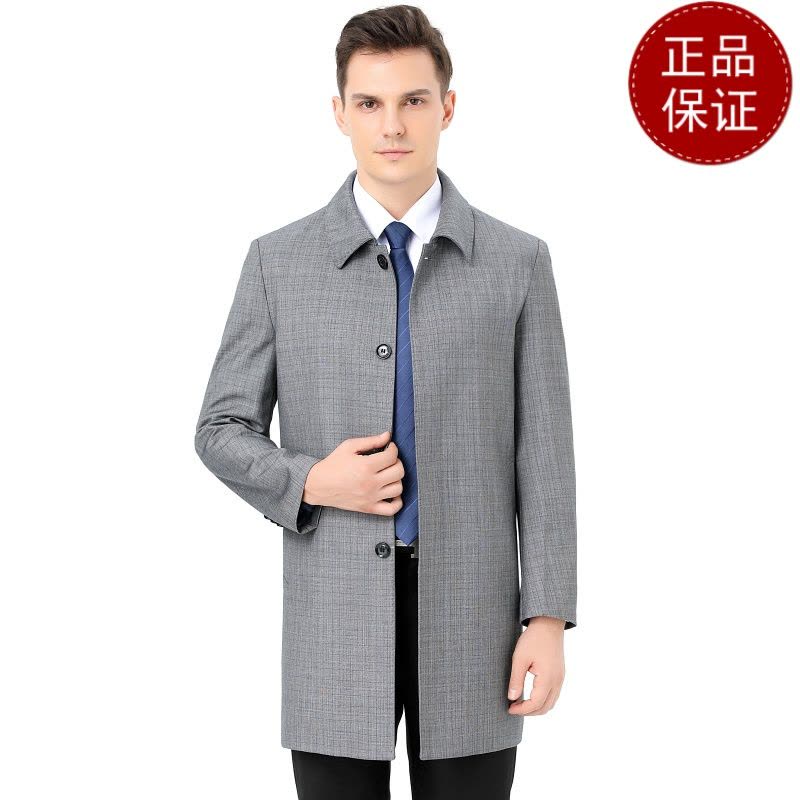 免费退换 2021秋季中长款外套商务休闲中年爸爸秋装英伦夹克大衣风衣夹克男反季促销特价图片