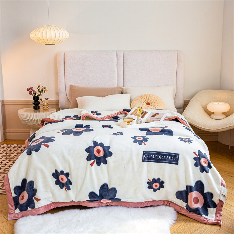 优福安达天鹅绒双面毛毯 150*200cm 两色可选 MT202400015 白花色 150*200cm