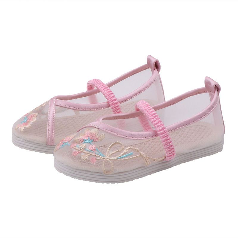 鞋中国风舞蹈鞋儿童汉服鞋民族风古风古装鞋手工布鞋2034白色30码/18