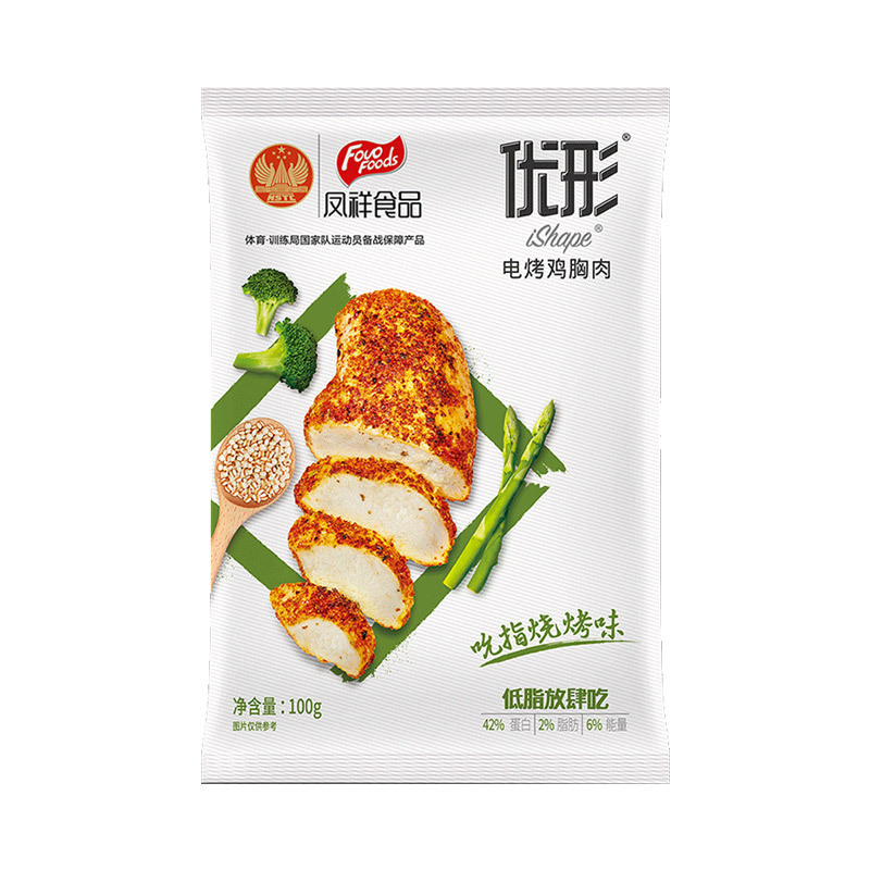 [苏宁生鲜]凤祥食品(Fovo Foods)优形电烤鸡胸肉袋装(吮指烧烤味)100g 国产速冻禽肉