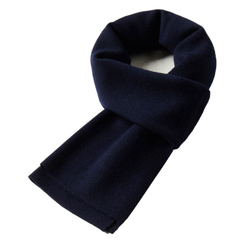 恒源祥男士纯羊毛围巾男冬季高档保暖加厚格子潮新款男友生日礼物 藏青色-纯羊毛