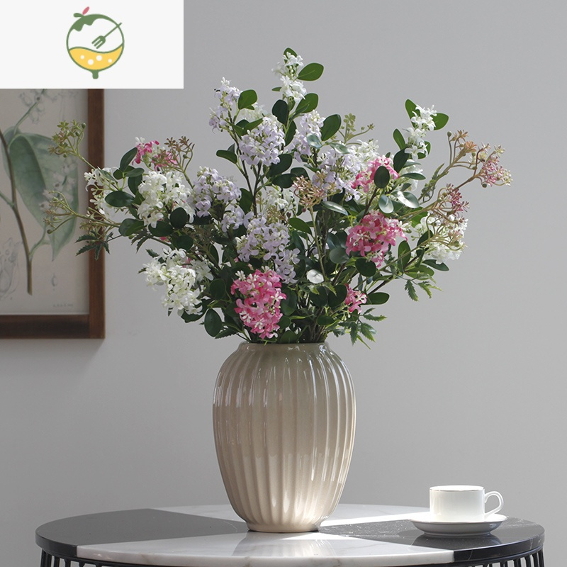 yicheng美式象牙白复古小裂纹陶瓷花器花艺花瓶