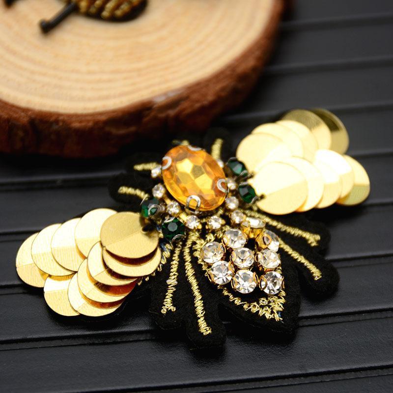 猫猫三手工钉珠蝴蝶蜻蜓蜜蜂昆虫刺绣布贴服装辅料手工diy包装饰金色