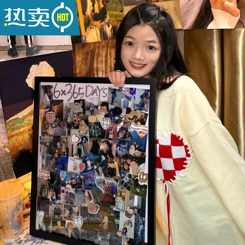 敬平diy相框定制照片墙拍立得相框大尺寸挂墙画框情侣礼物实木相片框 象牙白[质保十年] 20寸挂墙[可放50-60张3寸高清大图