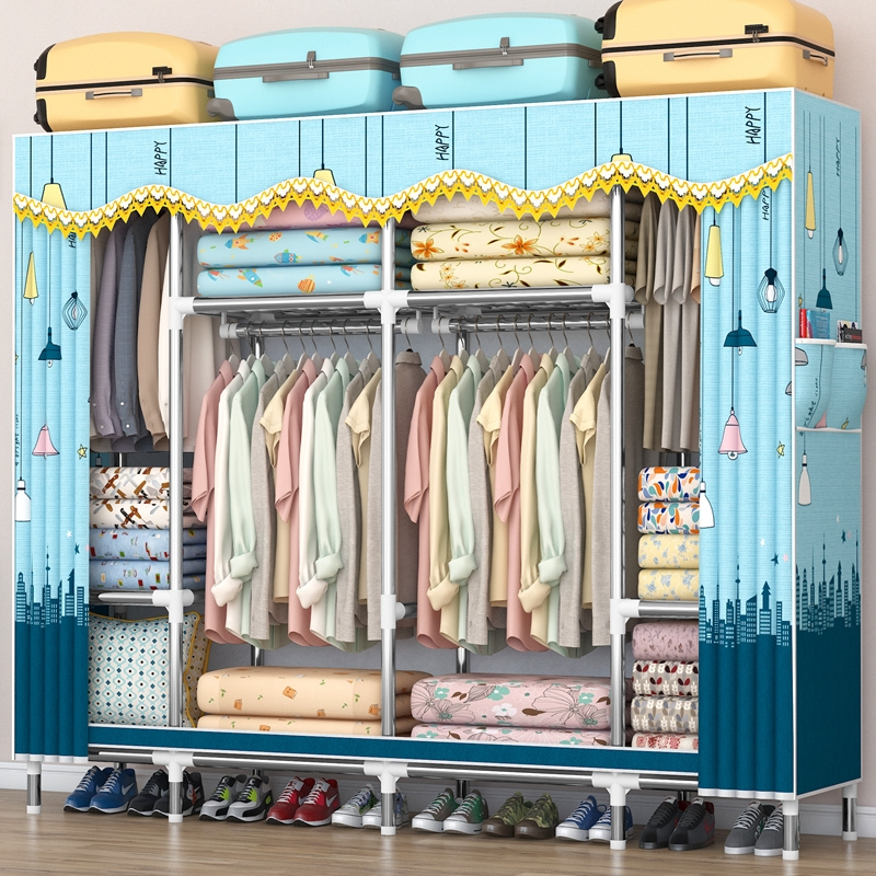 古达布衣柜钢架加粗加厚家用卧室出租房用简易衣柜结实组装结构