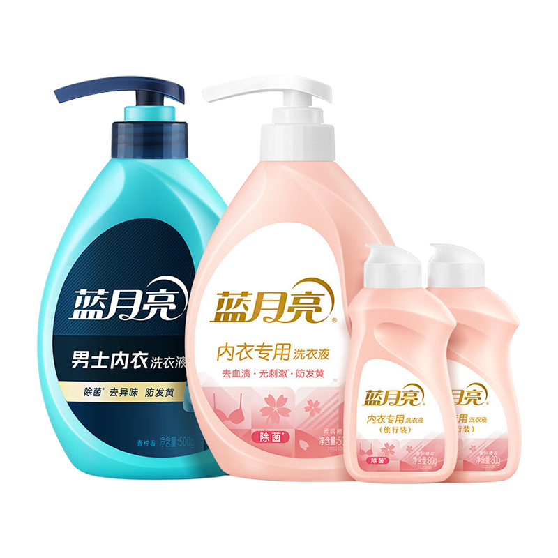 蓝月亮 内衣洗衣液套装:青柠香男士500g+樱花500g+樱花80g*2