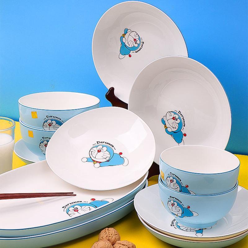 哆啦a梦陶瓷碗盘餐具卡通陶瓷盘子家用餐盘饭盘菜盘创意陶瓷餐具多来a