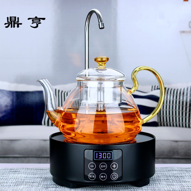 鼎亨整套玻璃蒸茶壶茶具套装 耐热加厚全玻璃蒸茶壶 带自动上水电