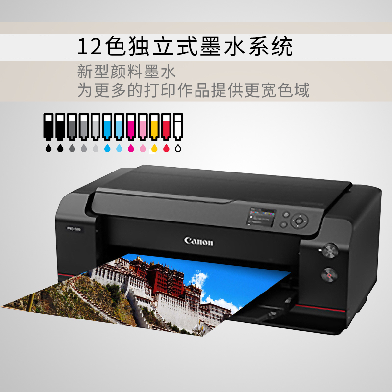佳能(Canon)PRO-500彩色喷墨照片打印机专业加墨12色A2相片照相馆影楼办公摄影艺术爱好者 PRO500彩色喷墨打印机12色打印机套餐1