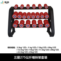 韦步美国队长哑铃商用健身房私教专用PU包胶固定美队哑铃套装 三层275公斤哑铃架套装