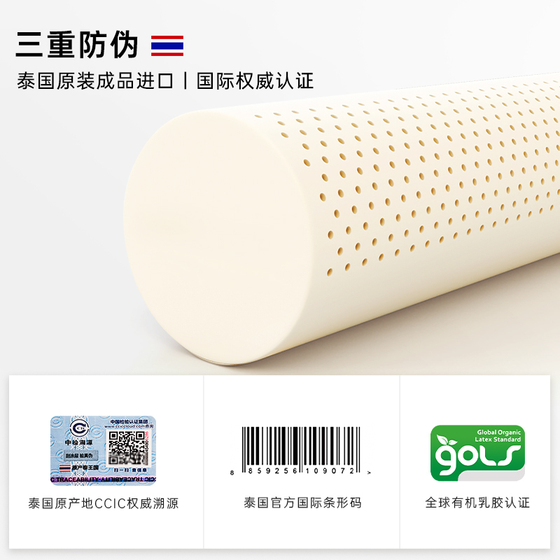 POKALEN(普卡兰)乳胶抱枕长条枕成人夹腿侧睡睡觉泰国原装天然长抱枕芯天丝/纯棉枕套沙发靠垫靠枕 礼物女