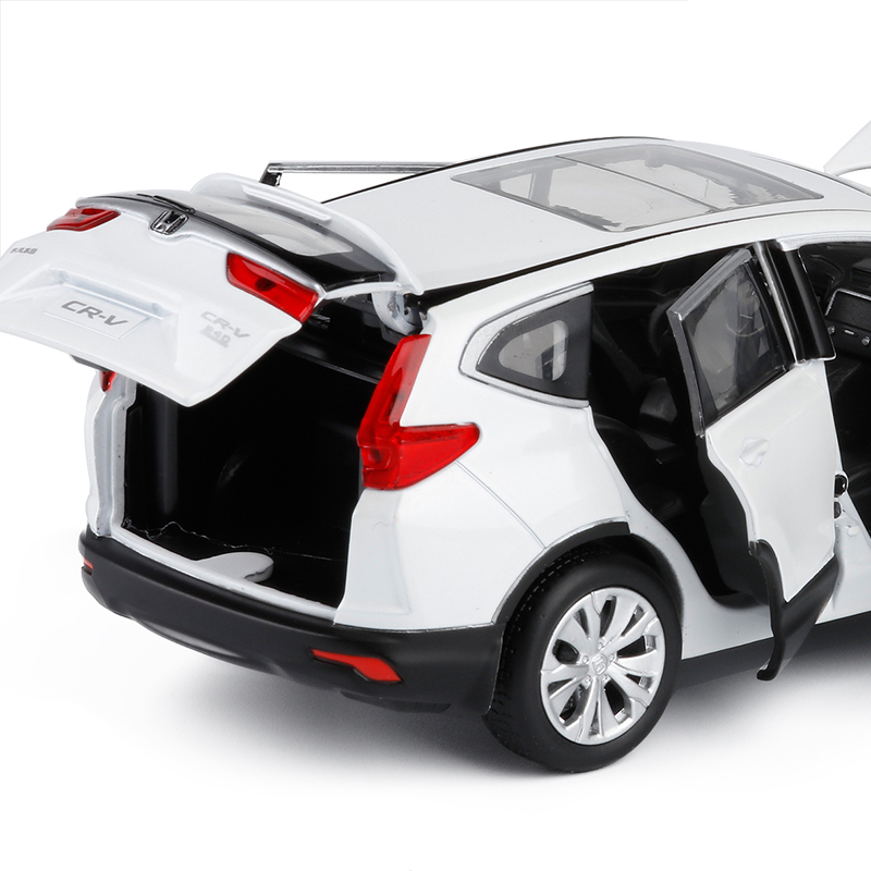 金属仿真132合金小汽车模型玩具本田crv6开声光回力开收藏黄绿色