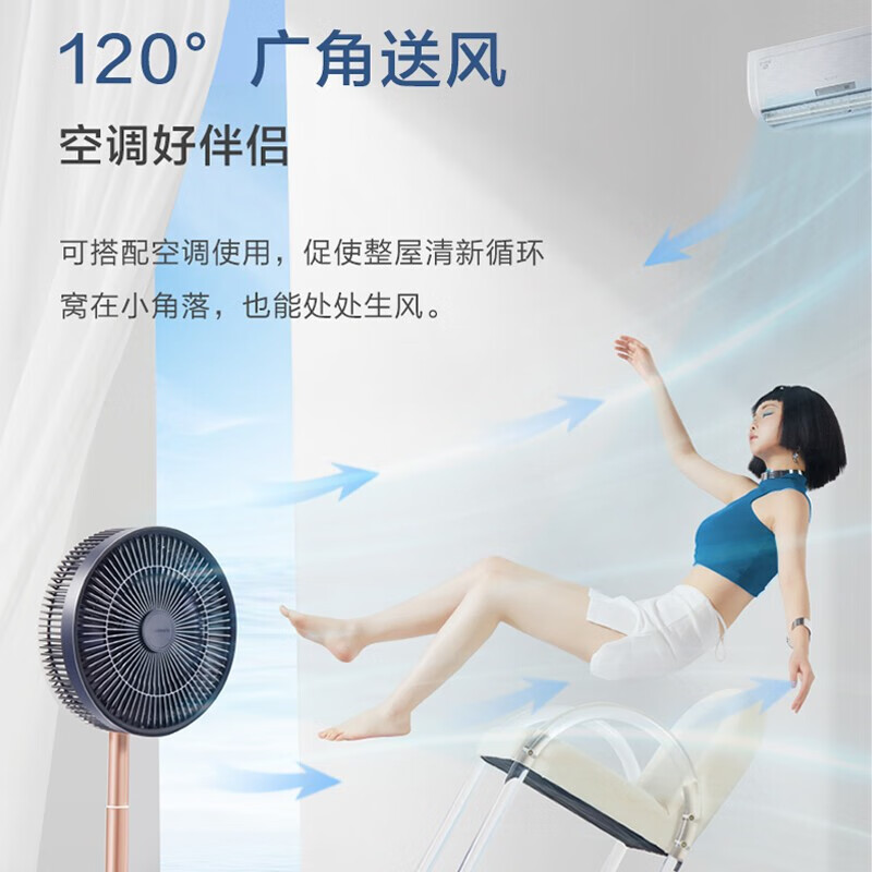 艾美特 CM-RD20-1 空气循环扇智能遥控无线户外便携电风扇伸缩折叠落地扇直流变频风扇台式桌面可充电定时两用扇高清大图