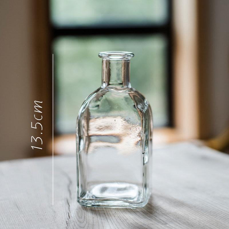 美帮汇小型玻璃器皿小花瓶花器 透明干花插花小号水培客厅装饰摆件 C经典细口瓶