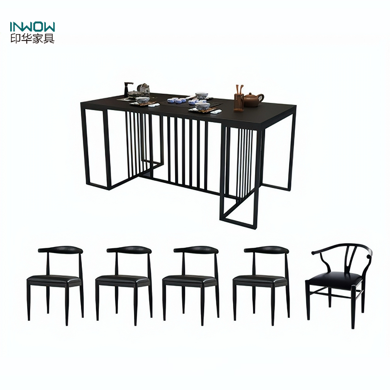 印华(YINHUA)火烧石茶桌一桌五椅 茶几 茶台 茶桌(1300*800*760)(套)高清大图