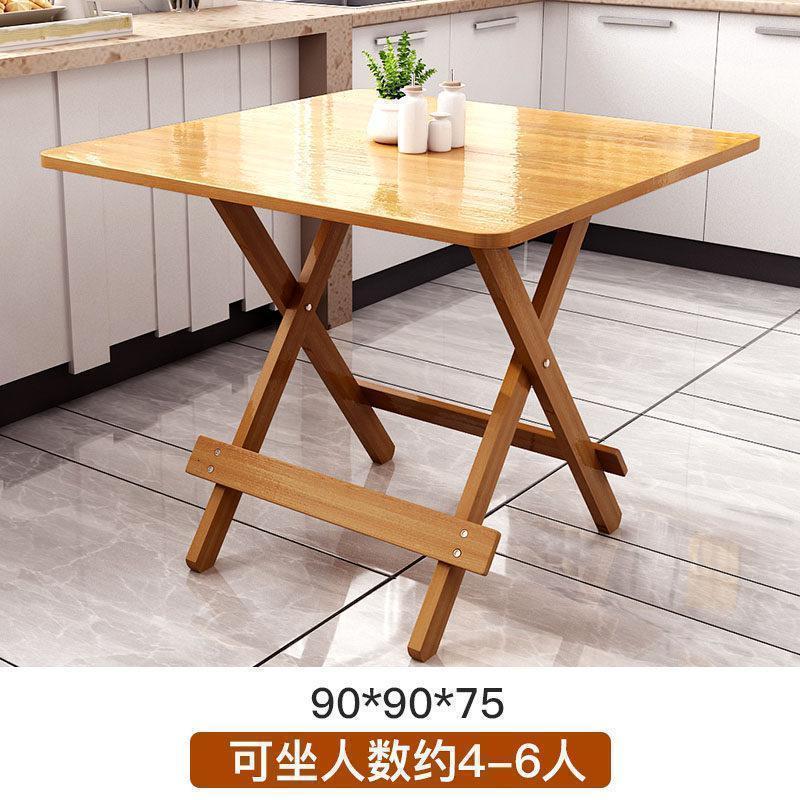 汐岩折叠桌餐桌家用小户型圆桌方桌饭桌可折叠简易正方形吃饭桌子 90*90*75方桌