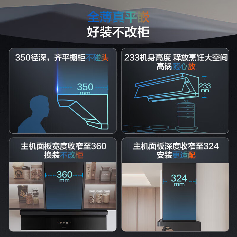 老板(Robam)[全自动超薄平嵌]小西柚L5lite顶侧一体30大吸力烟灶联动 烟灶套装L1P+55B7A-D2高清大图
