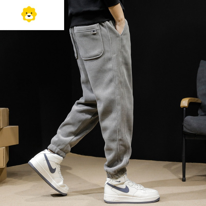 fishbasket运动裤子男士冬季男裤2023新款春秋大码黑色休闲裤男男款