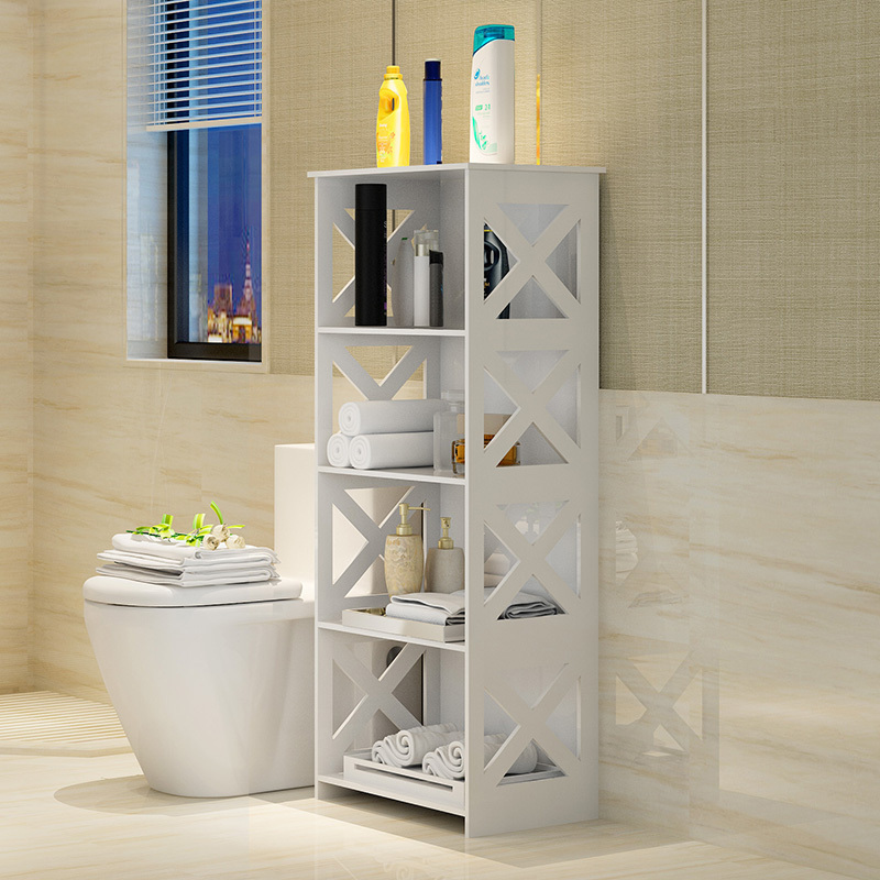 厕所置物架带顶板卫生间多层落地收纳浴室洗手间洗护用品架简约