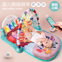 婴儿脚踏钢琴健身架器3-6-12个月儿童智扣女宝宝玩具男0-2岁 [加厚双面充电版]北欧红