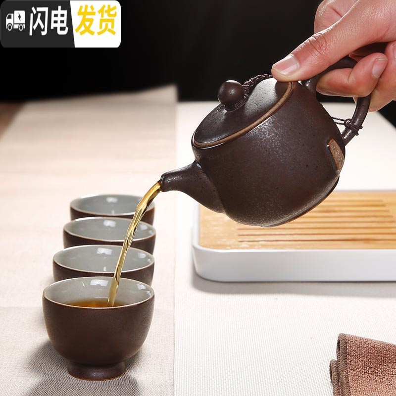 三维工匠 粗陶龙蛋小号茶壶 陶瓷茶具 迷你功夫泡茶壶 色釉日式单壶 深海蓝凝珠壶单壶