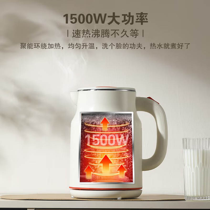 荣事达(Royalstar)1.5L电水壶家用大容量电热水壶玻璃开水壶双层防烫 RS-KT1506A高清大图
