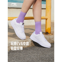 李宁(LI-NING)板鞋女鞋正品休闲鞋平底鞋子运动鞋 夏季透气小白鞋女