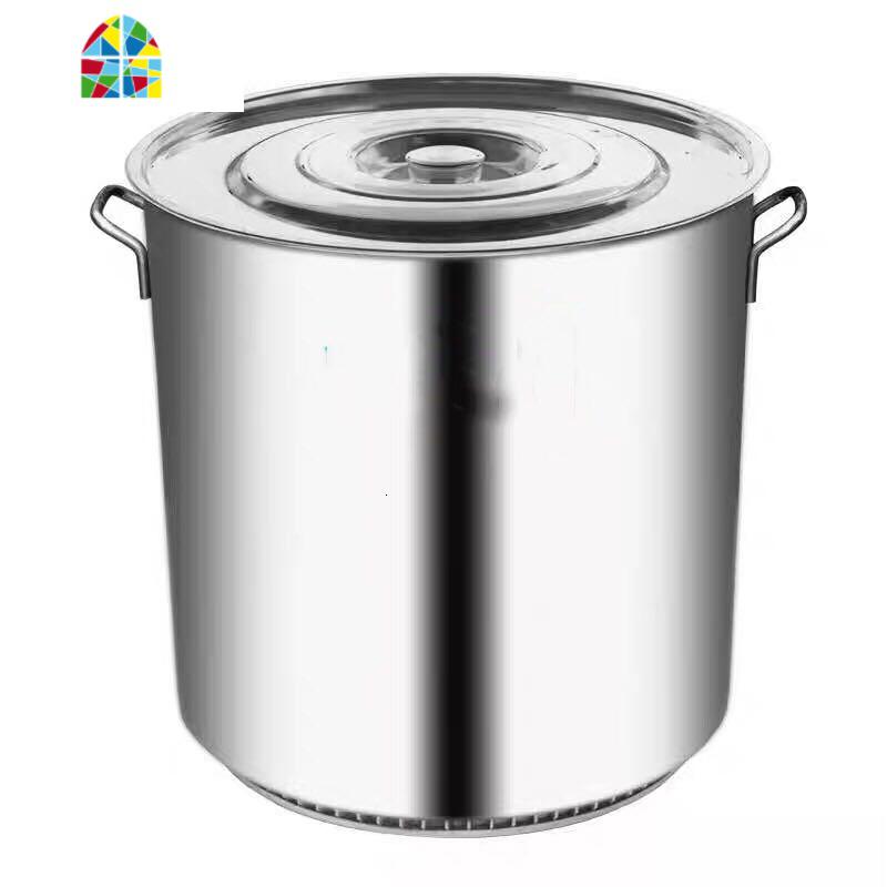 商用不锈钢翅片节能桶加厚带盖卤水桶麻辣烫桶复合底卤肉熟食汤锅 FENGHOU 40cm*40高(容量50升)节能桶