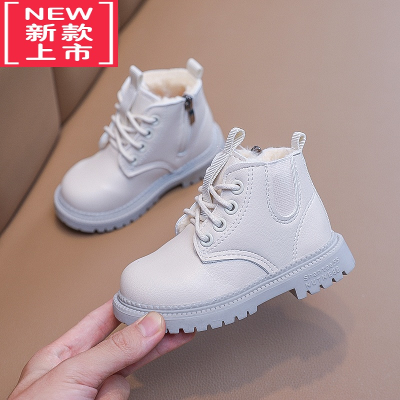 可莉允女童靴子秋冬马丁靴2022加绒男童宝宝软底小短靴时尚儿童棉靴童鞋