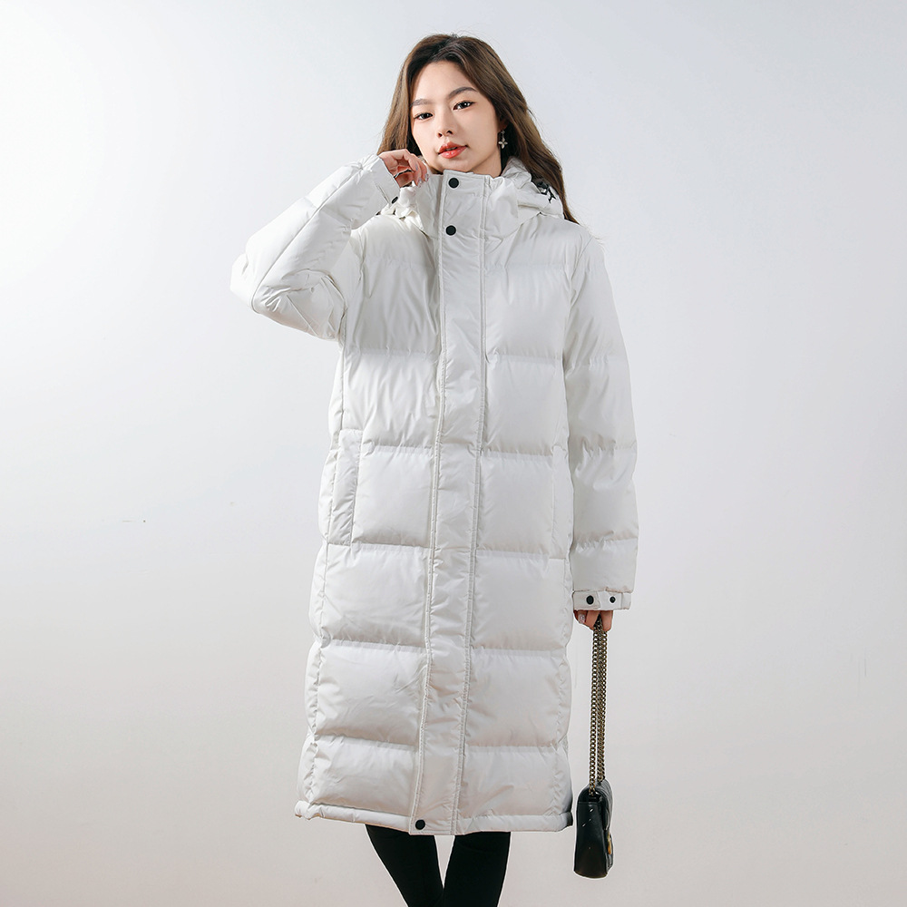 韩版90白鹅绒羽绒服连帽男女情侣青年中长款加厚外套高清大图