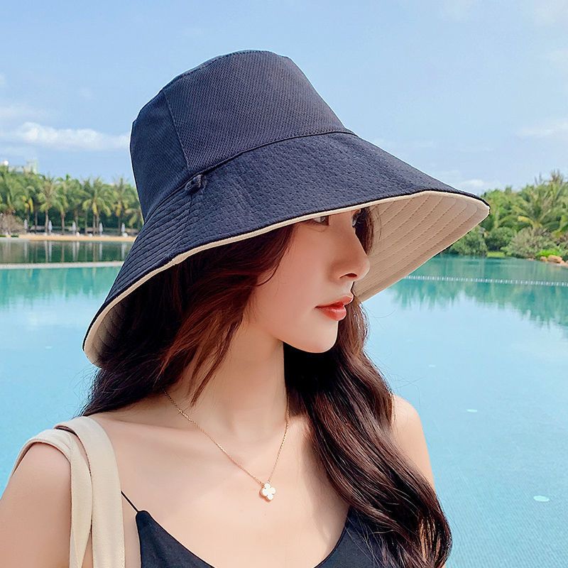 渔夫帽女帽子夏季防晒韩版潮日系遮脸防紫外线帽子大沿防晒遮阳帽经典